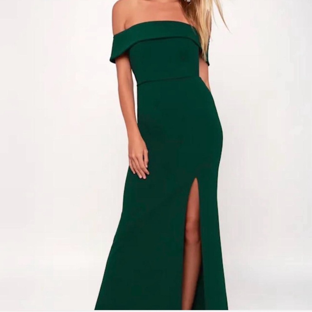 Lulu's Strapless Dark Green Dress